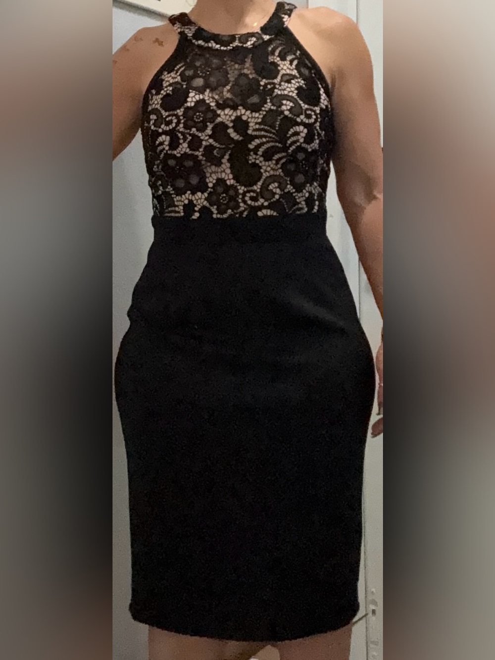 En focus studio Classic Black Lace-Top Pencil Skirt dress Sz 8
